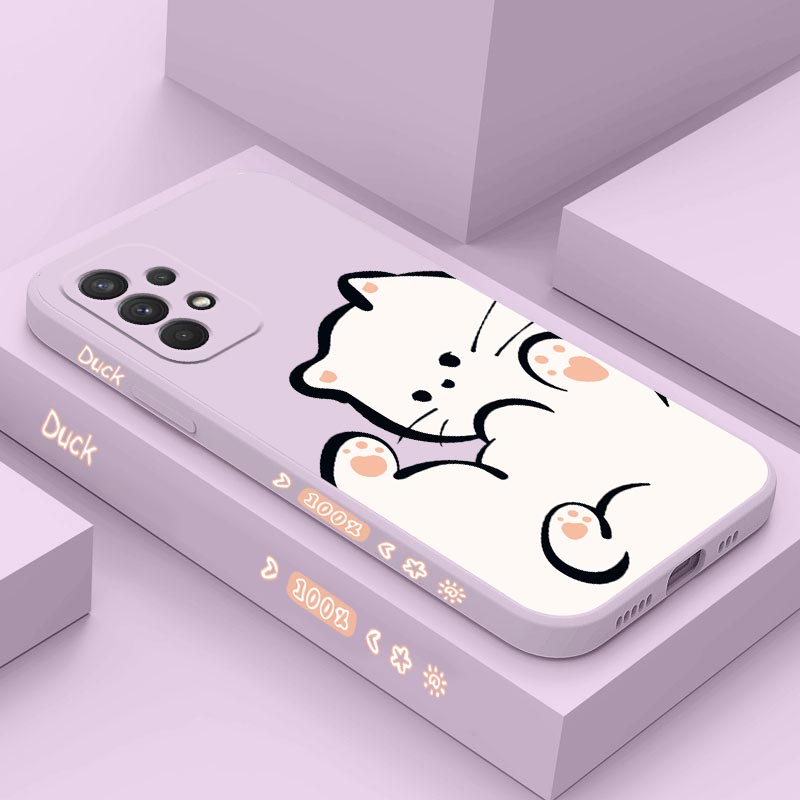 Phone Cases Burga - Witte Wolk Kat Siliconen Telefoon Case