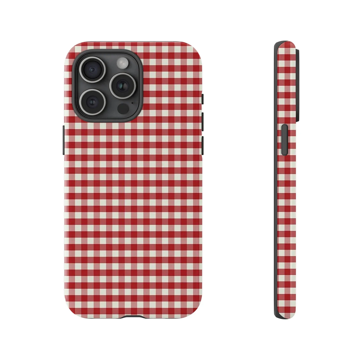 Phone Cases Burga - Retro Rode Gingham Matte Tough Telefoon
