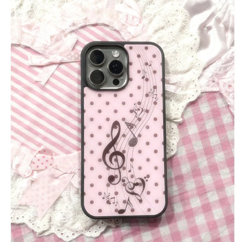 Phone Cases Girls - Koreaanse roze bruine polkadot meisjes hart