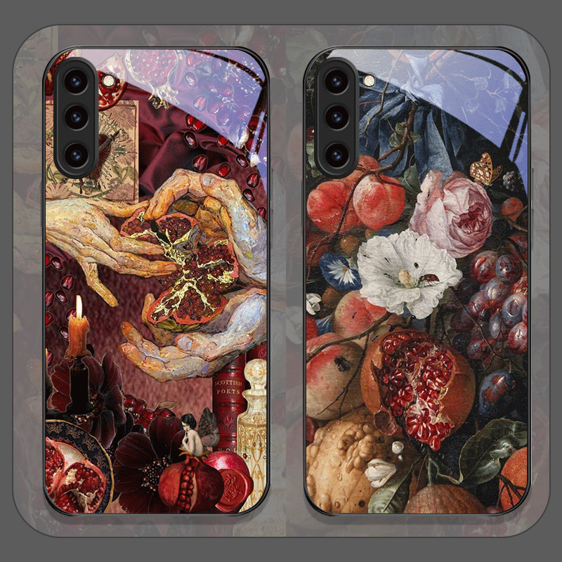 Phone Cases Samsung S24 - Luxe Granaatappel Bloem Patroon Gehard Glas